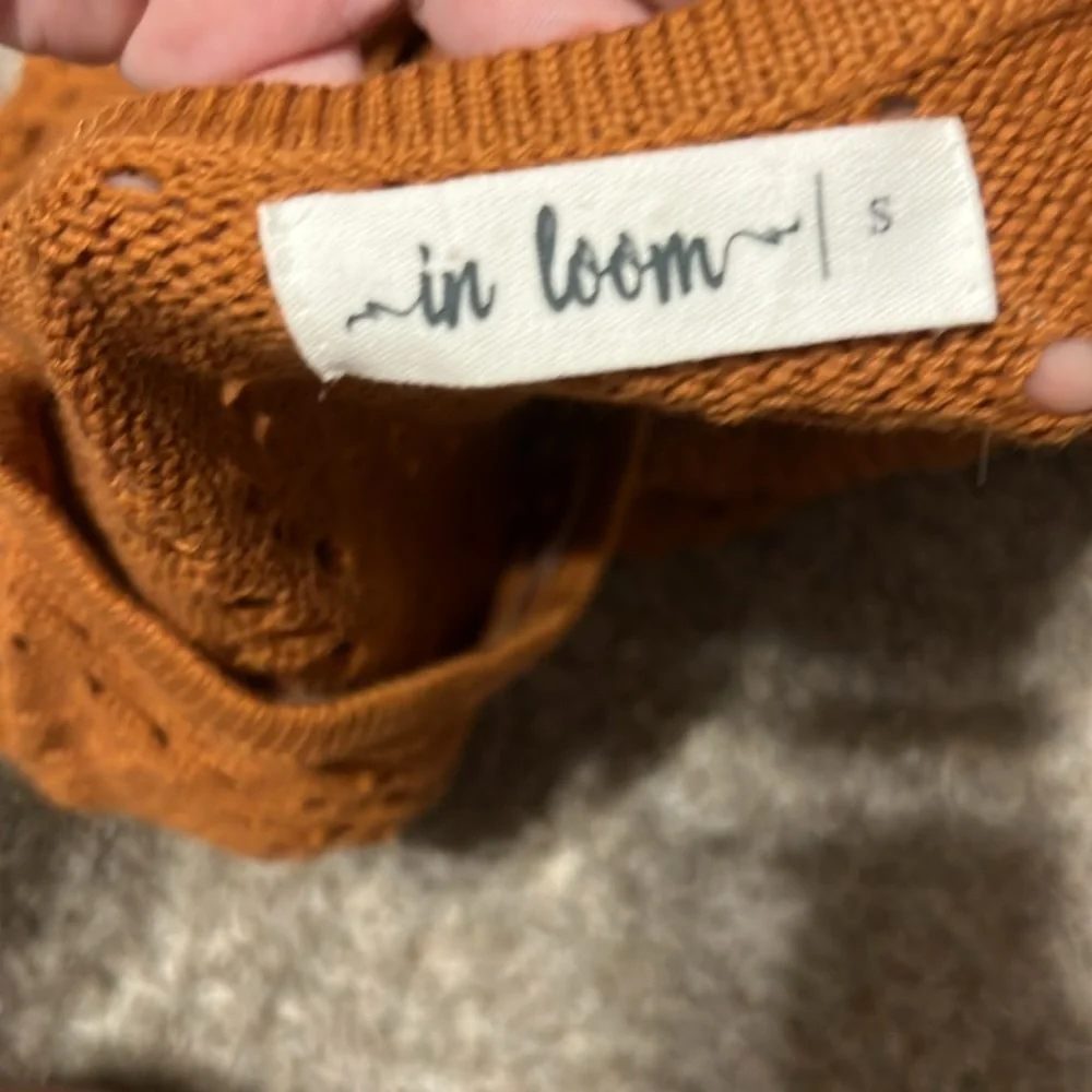NWOT In Loom Penelope Pointelle Knit Sweater Pumpkin Size Small